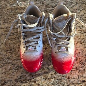 Under Armour Cleats Red and White Kids Shoes